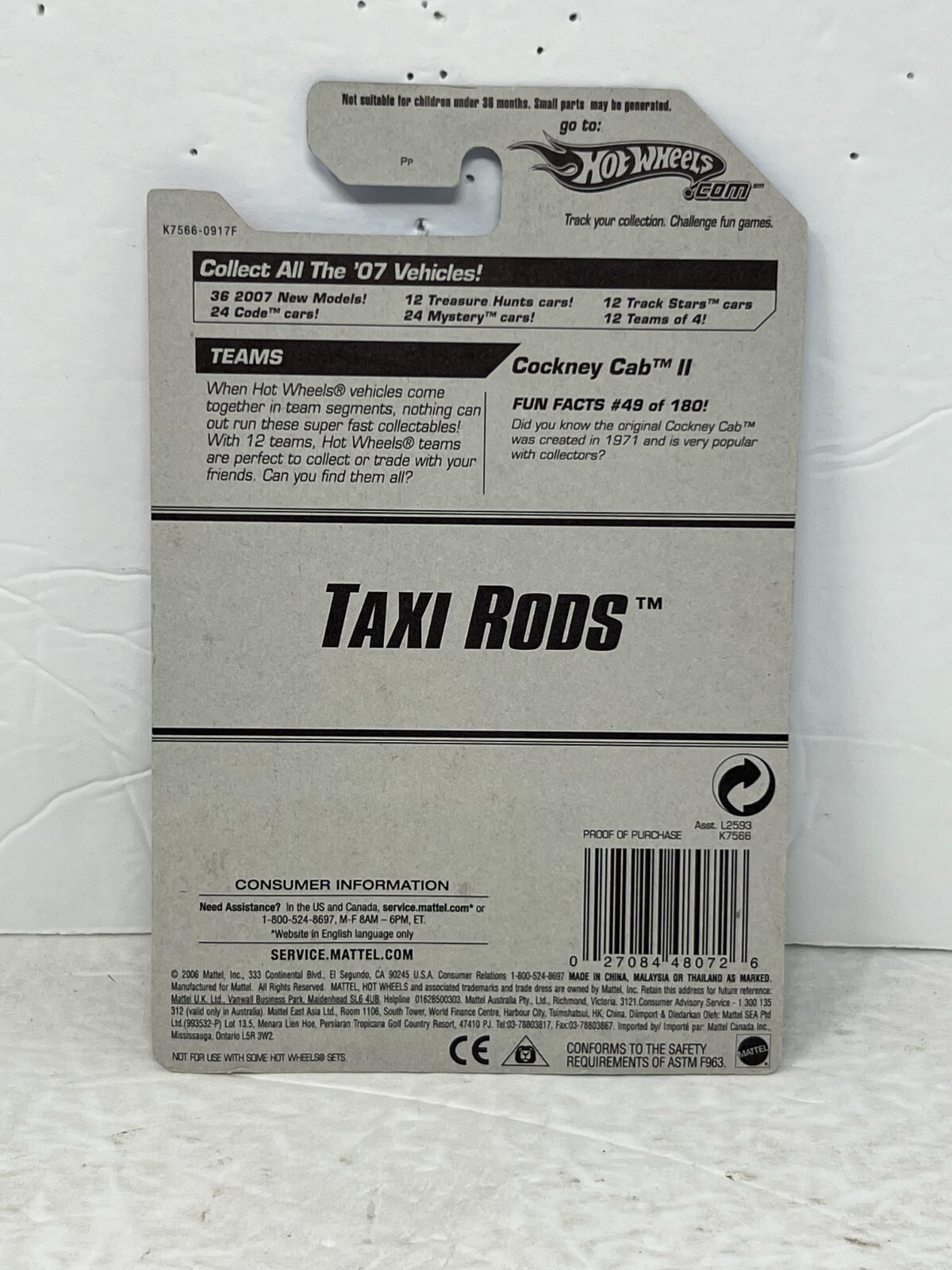 Hot Wheels Taxi Rods Cockney Cab II 1:64 Diecast Factory Sealed