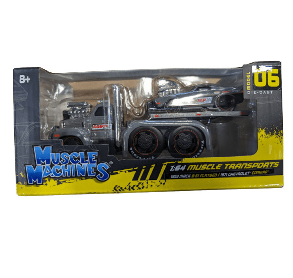 Muscle Machines 1:64 Muscle Transports 1953 Mack Flatbed 1971 Chevrolet Camaro