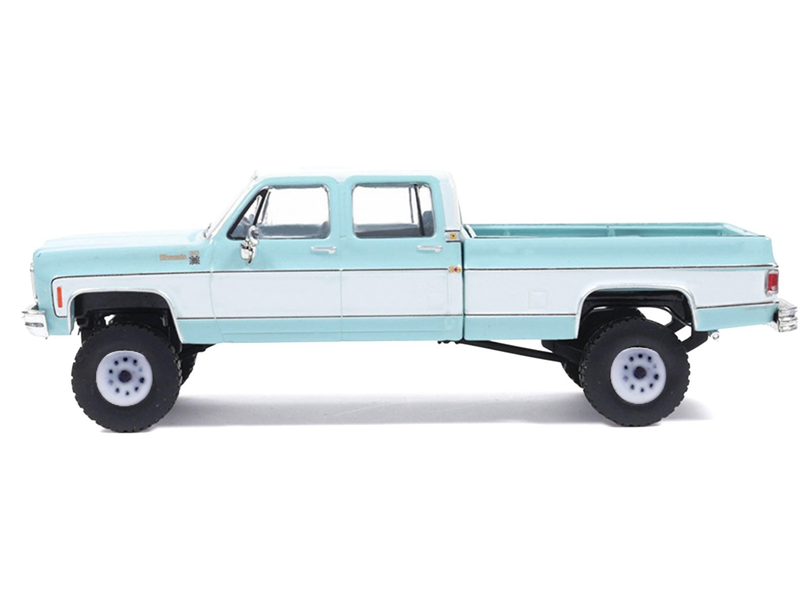 1978 CHEVROLET SIVERADO K30 PICKUP LIGHT BLUE & WHITE 1/64 MODEL BY IXO IA64007