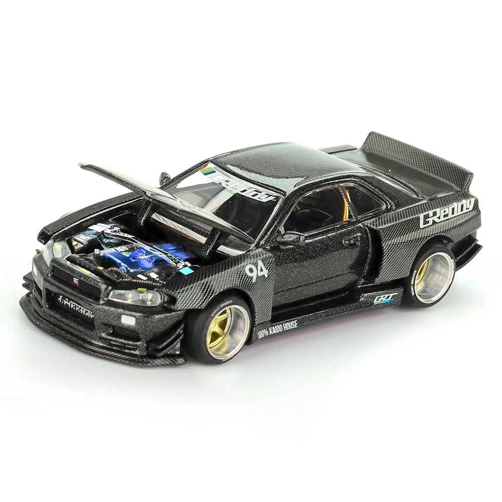 Kaido House x Mini GT 1:64 Nissan GT-R R34 Kaido Works GReddy V2 Black #222