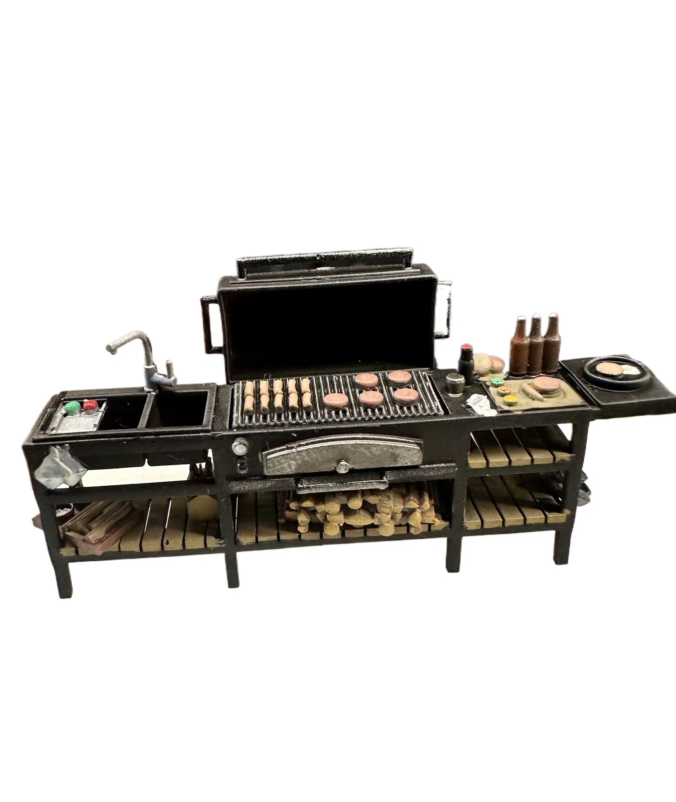 1/64 Diorama Garage Barbecue Grill Car Repair Props Sand Table Scene Decoration