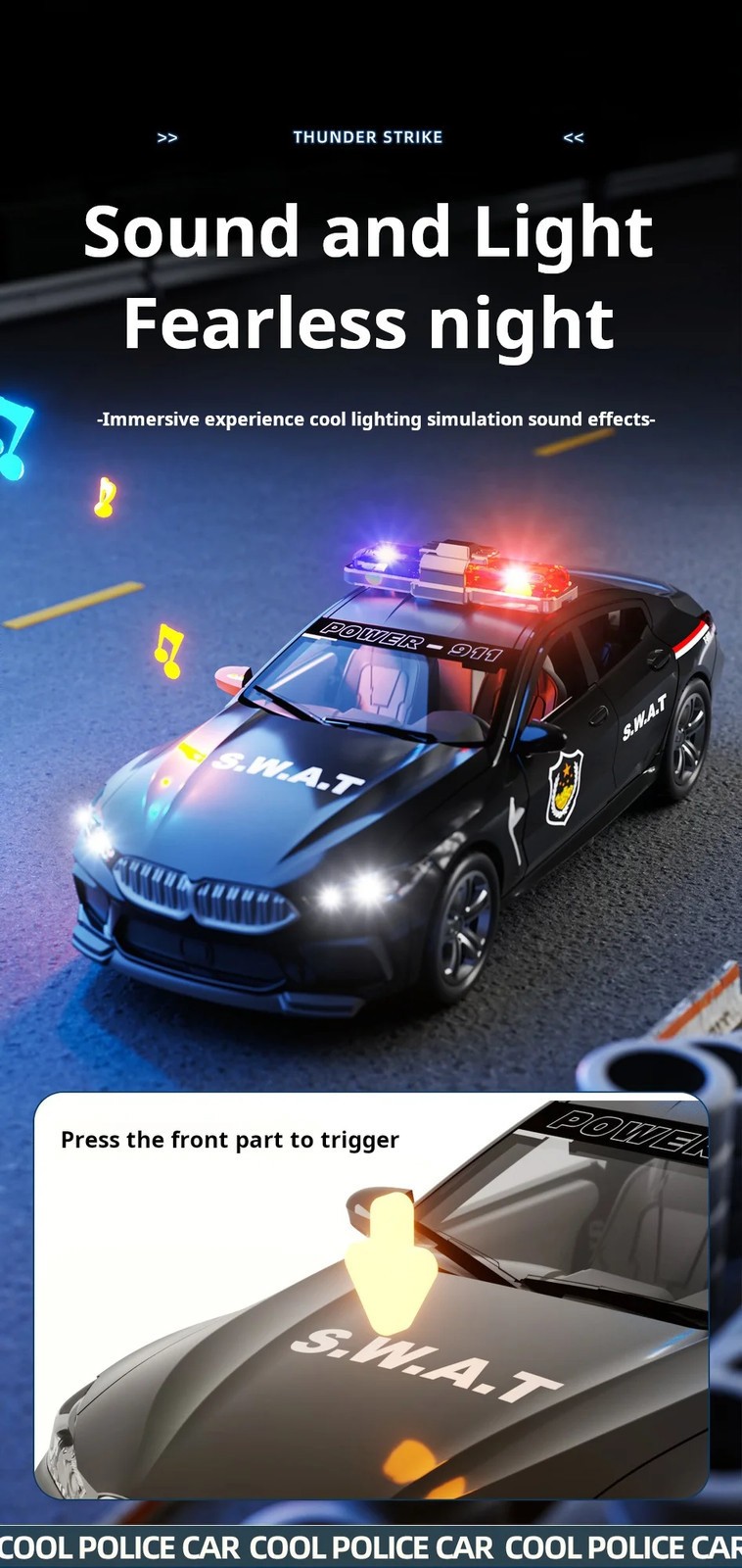 1:32 Simulation M8 Police Car Car Model Car With Sound and Light High Simula