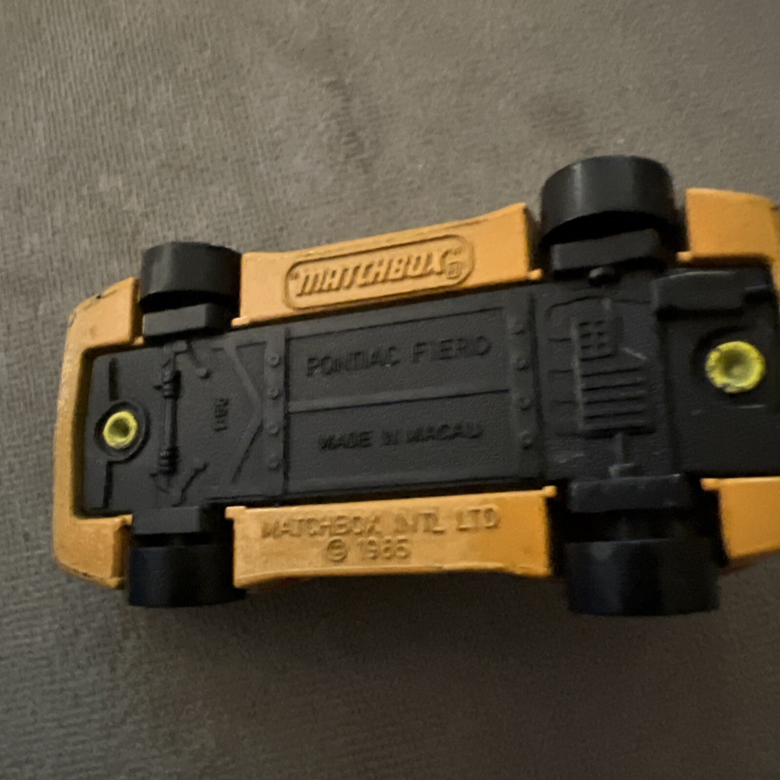 1985 Matchbox SuperFast SF19 Pontiac Fiero #16 ProTech Fire Systems Yellow LOOSE