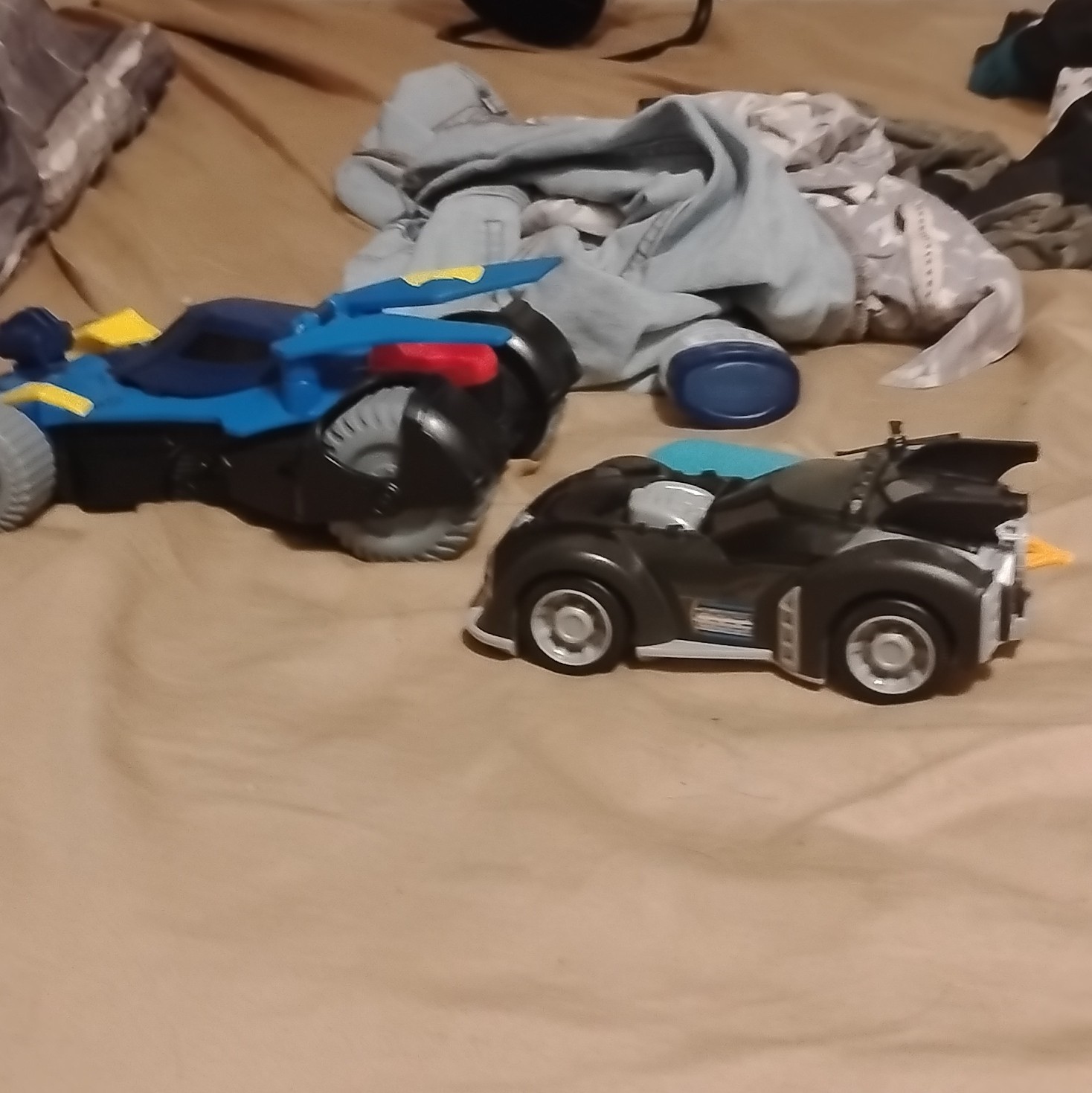 Mattel Toy Vehicle Lot of 2 Batmobile-Style Cars Blue/Black & Black