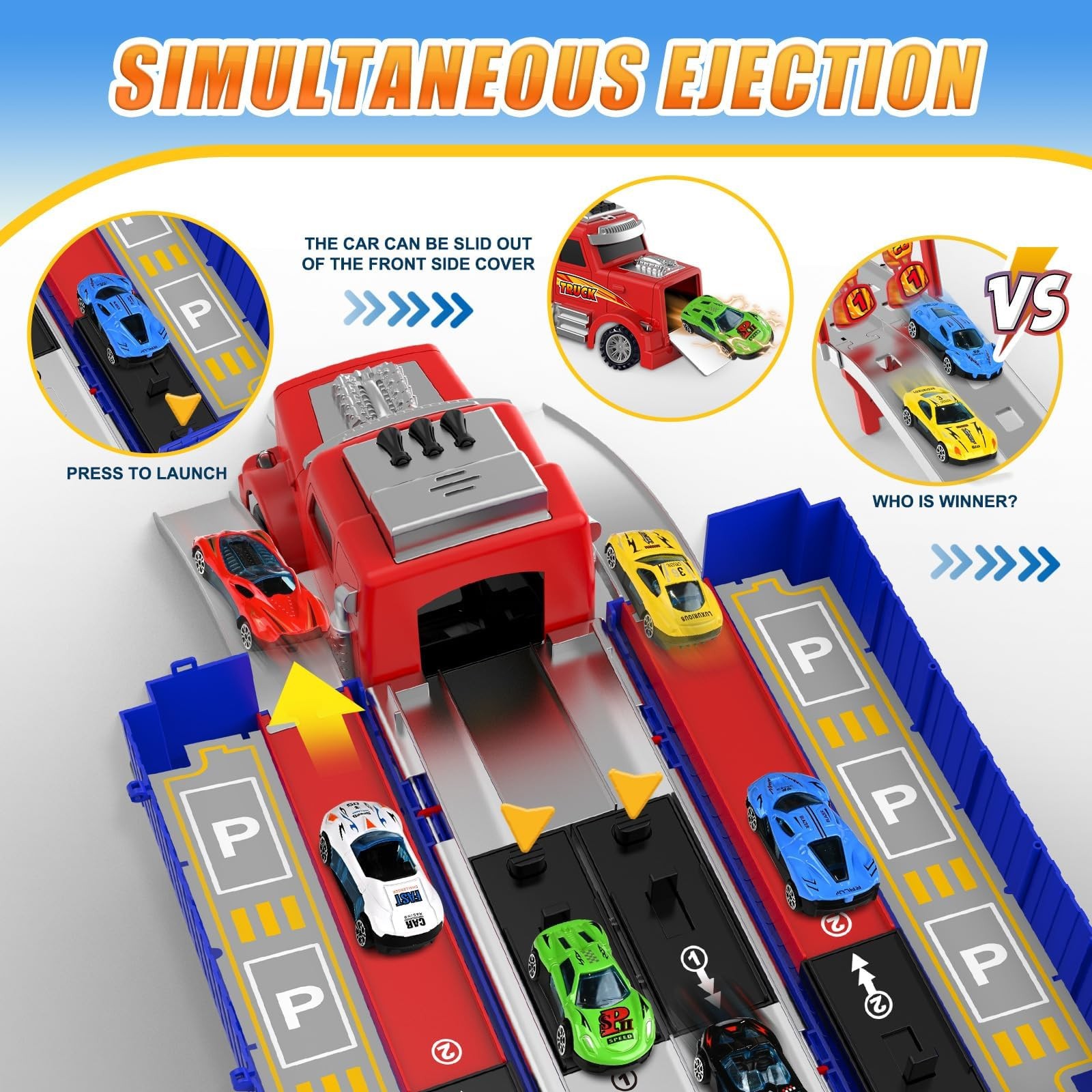 Carrier Truck Race Track Toys, Truck Toys for 3, 4, 5, 6, 7, 8 Years Old Kids…