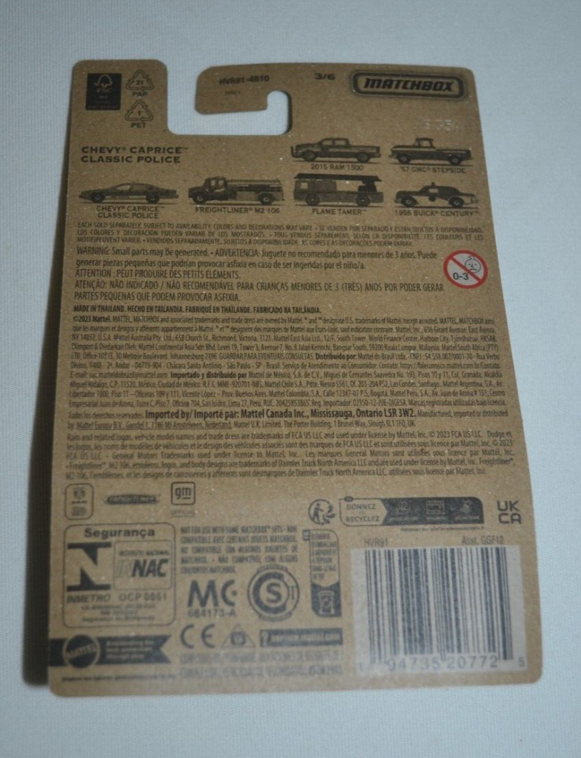 MATCHBOX 2023 MATCHBOX COUNTRY RESCUE – CHEVY CAPRICE CLASSIC POLICE FIRE CHIEF