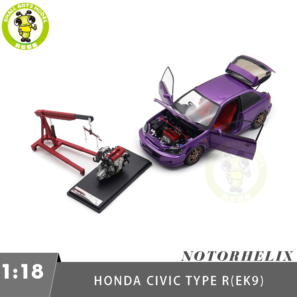 1/18 MOTORHELIX Honda CIVIC Type R EK9-120 Purple MF10 Wheels Diecast Model Car