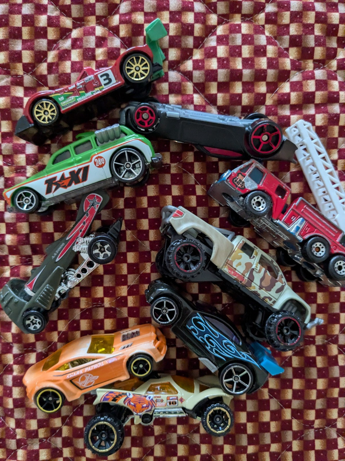 Lot of 18 Die Cast Various Model Cars, Trucks, Vans, Helicopter, Race Car +++
