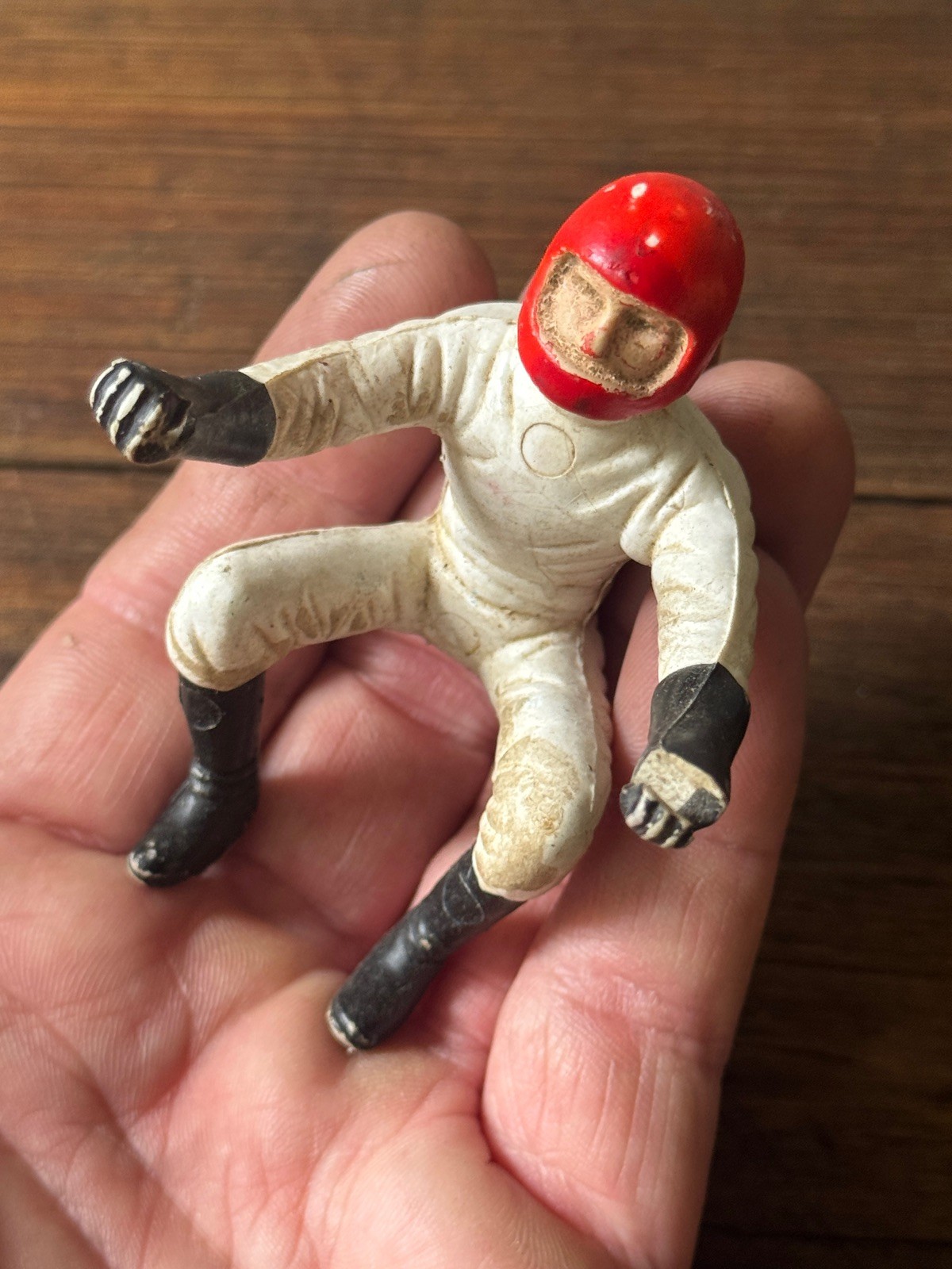 Vintage 1950’s Rubber / Plastic Motorcyclist Figurine Toy Part 75mm tall Tin Toy