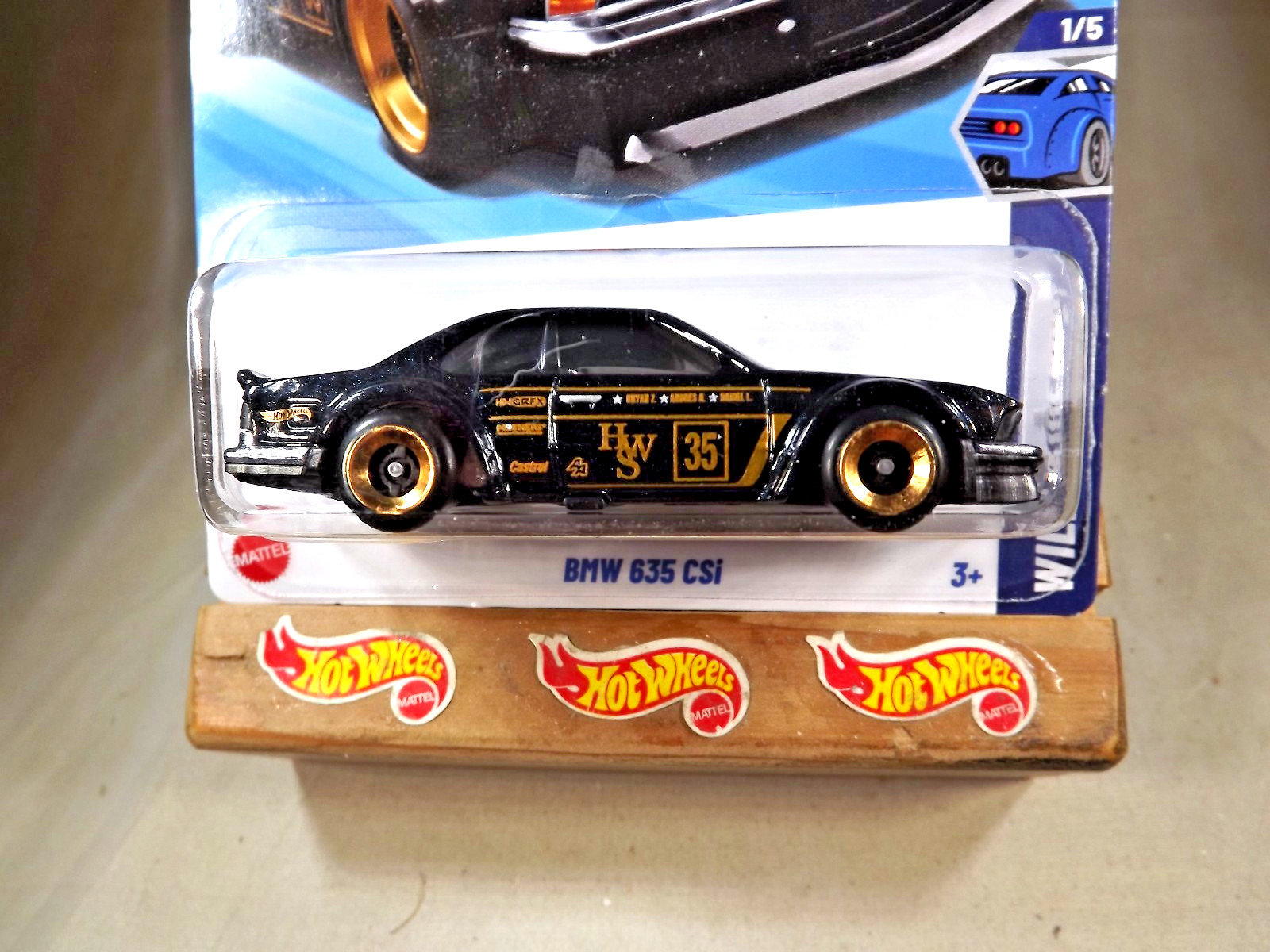 2025 Hot Wheels #185 Wild Widebody 1/5 BMW 635 CSI Black w/Black 4 Sp Gold Rims