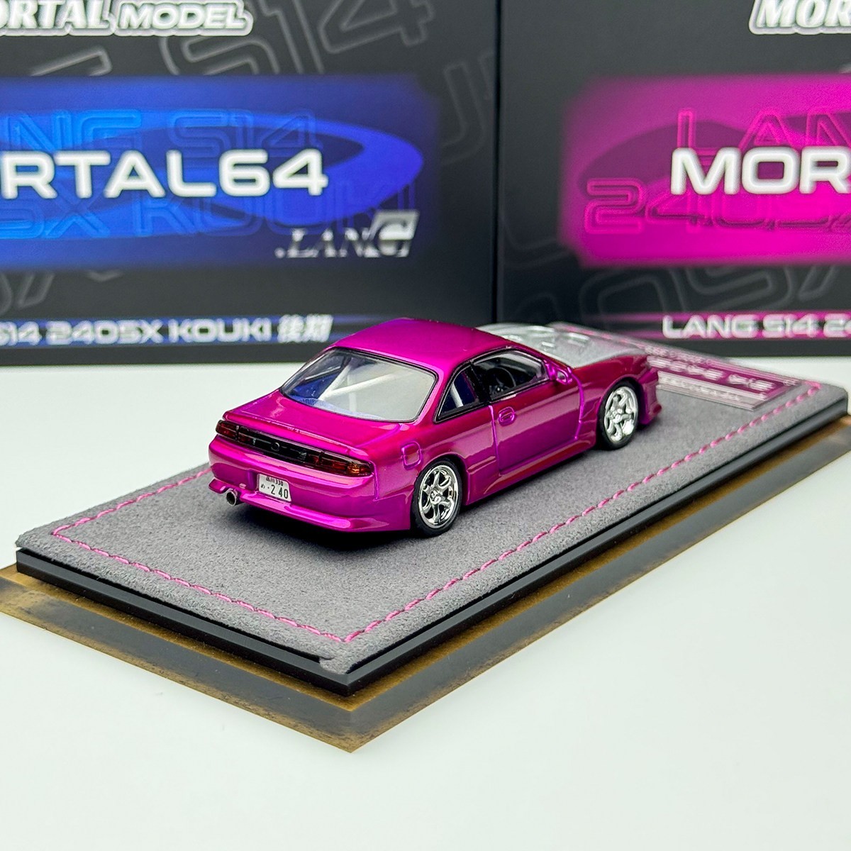 Mortal 1/64 Nissan Lang Silvia S14 240SX Kouki Pink Diecast Car Model