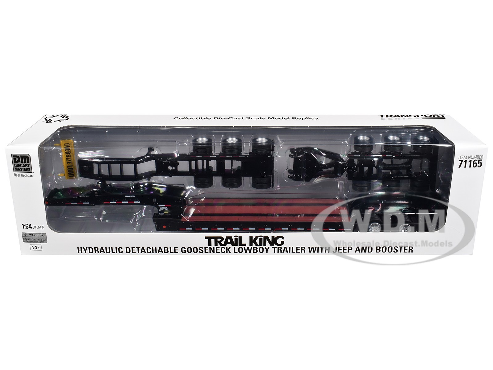 TRAIL KING TK170 LOWBOY TRAILER BLACK W/JEEP 1/64 BY DIECAST MASTERS 71165