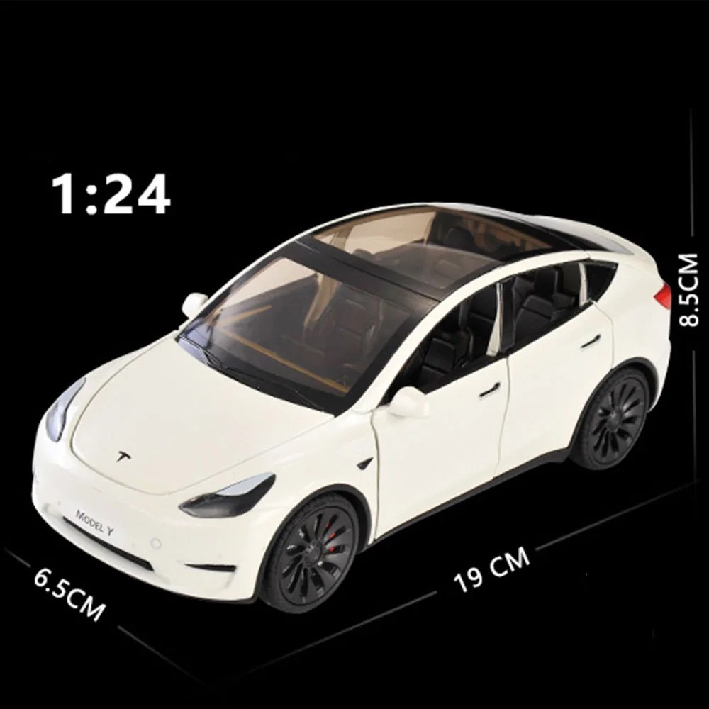 Tesla Model X Y 3 Diecast Alloy Toy 1:24 Car Sound Light Kids Collectible Gift