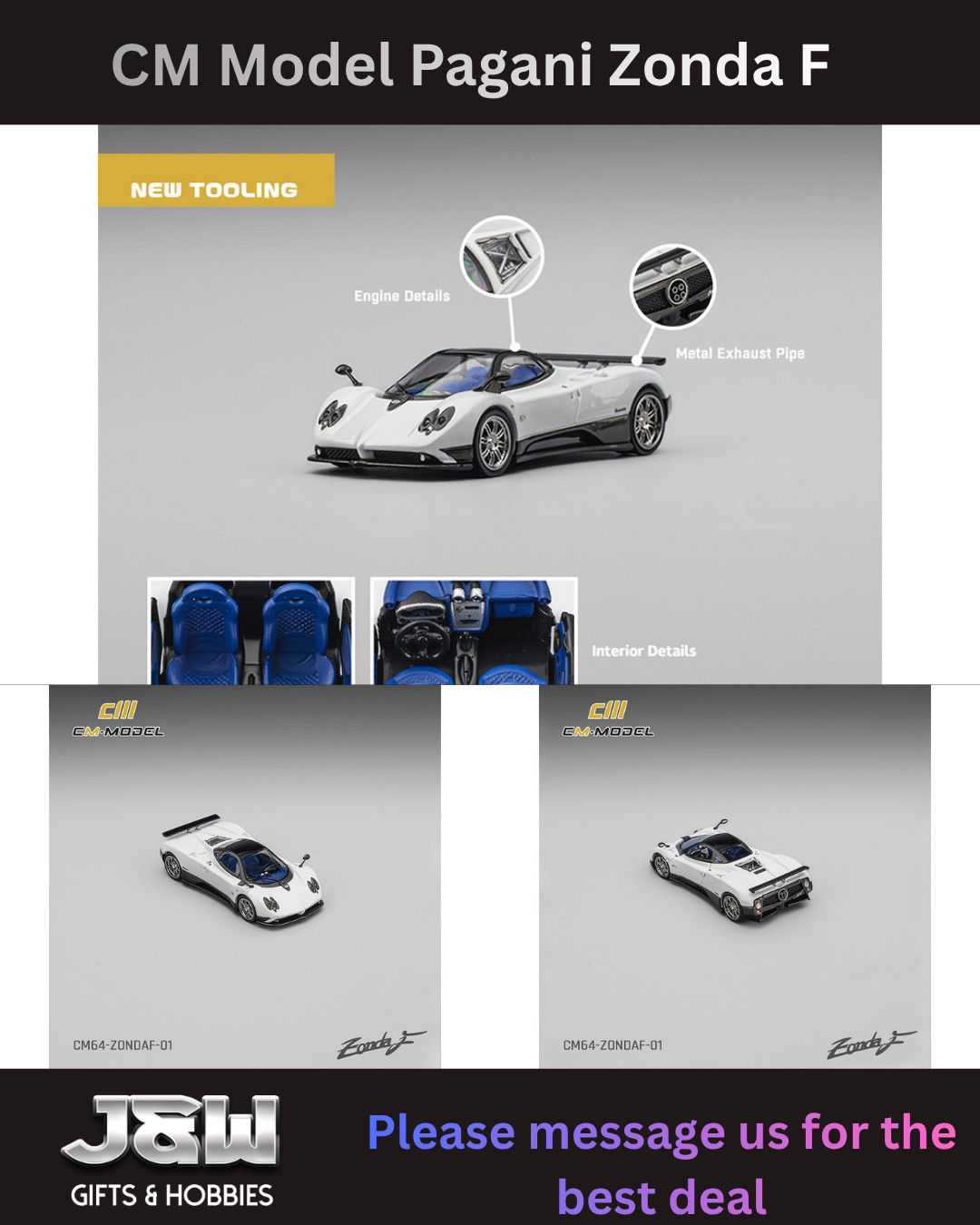 CM Model Pagani Zonda F Pearl white 1/64