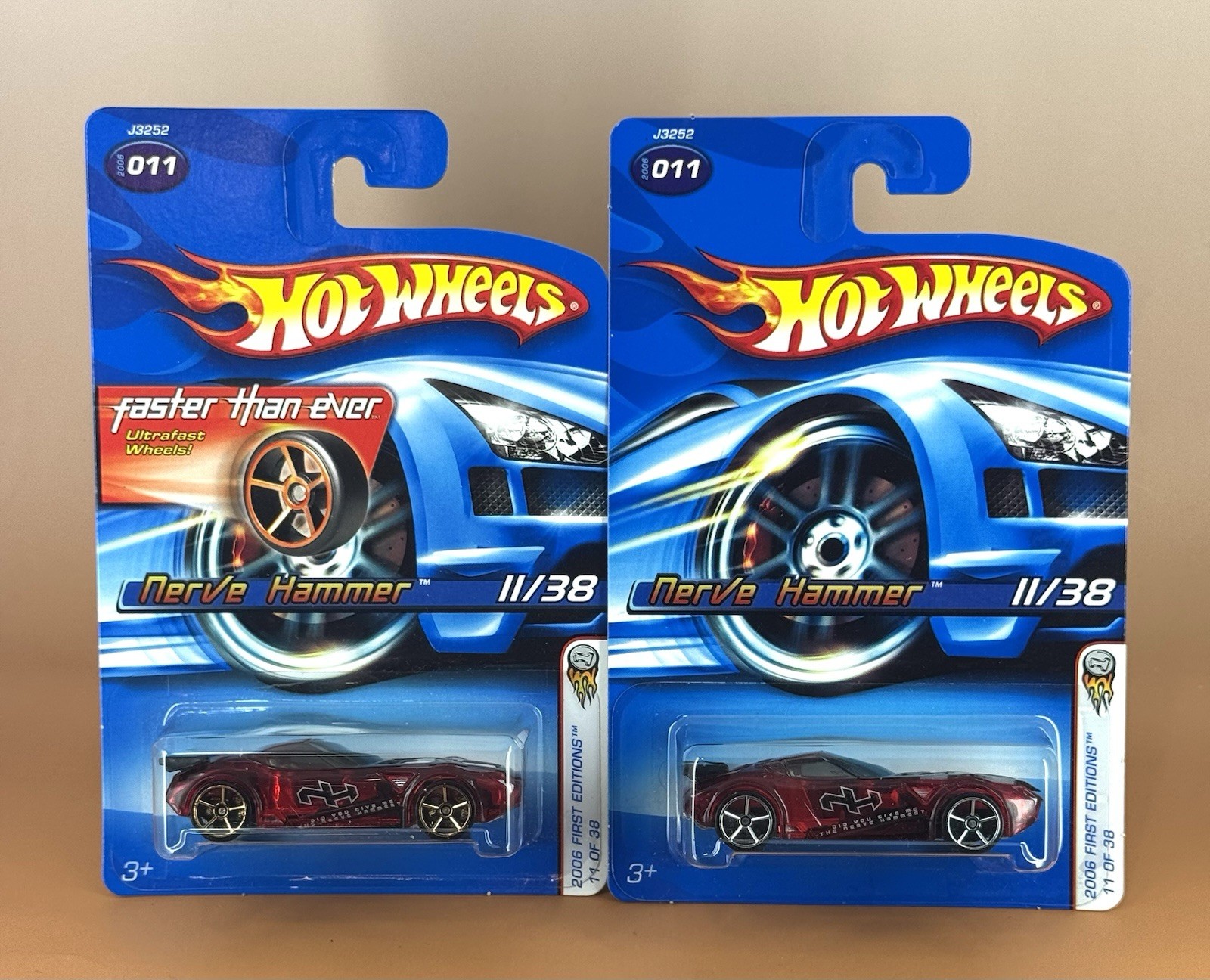 Hot Wheels 2006 First Editions NERVE HAMMER (lot of 2) w/FTE & o5 wheels 11/38