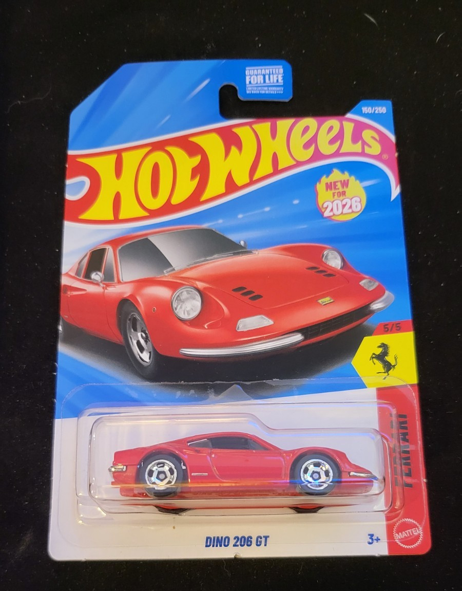 2026 HOT WHEELS #150 FERARRI 5/5 DINO 206GT Red 1st Edition NEAR MINT