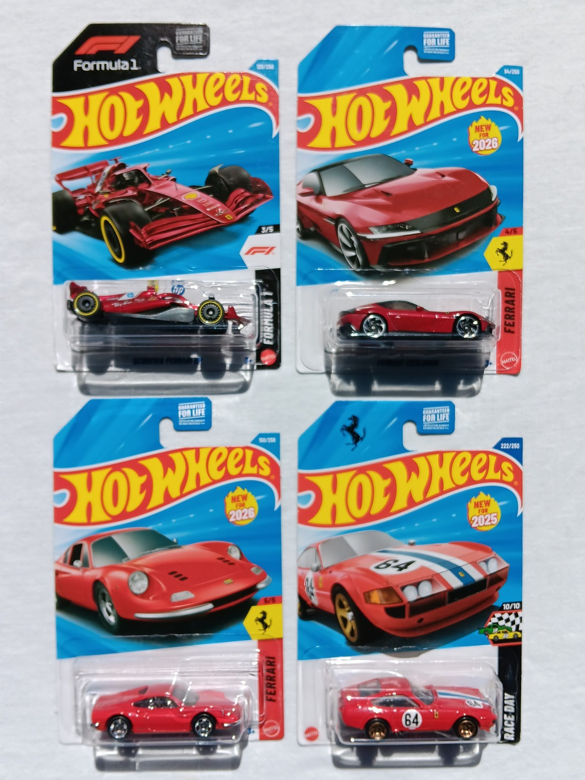 Hot Wheels Ferrari Dino 206 GT Scuderia 12Cilindri and 365 GT84 Ferrari Lot