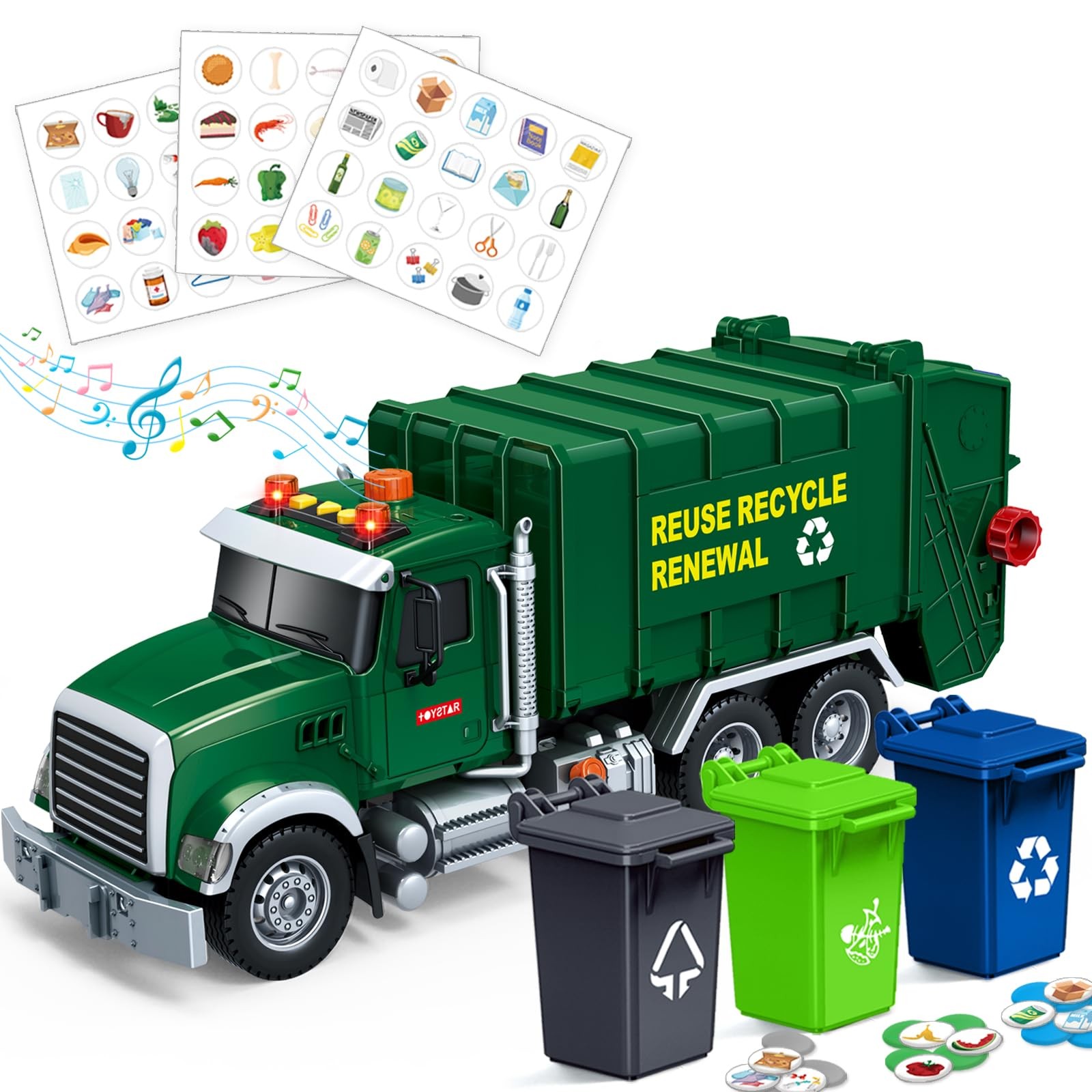 Kids Toys for 3 4 5 6 7 8 Years Old Boys, 15″ Large Garbage Truck Toy, Fricti…
