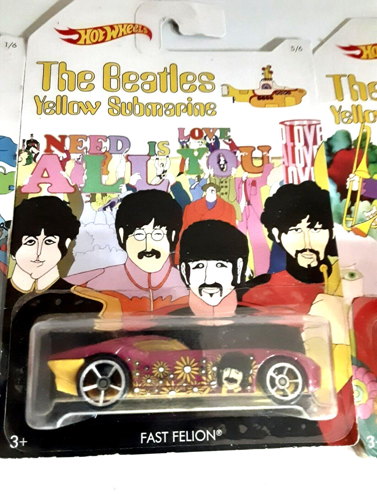 2016 Hot Wheels The Beatles Yellow Submarine Replica Vehicle’s, Lot of 3 #1,4,5