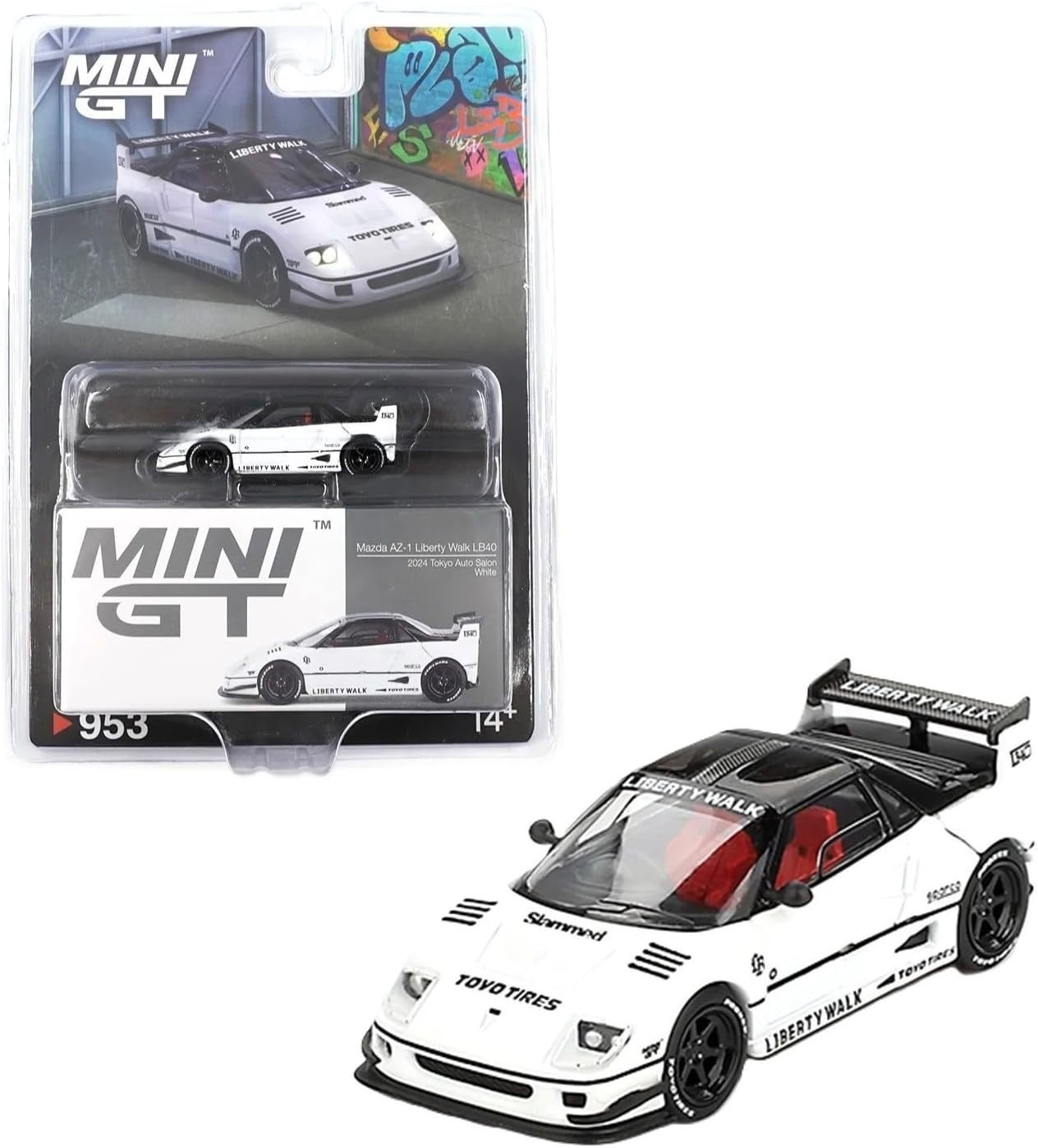Mini GT 1:64 Mazda AZ-1 Liberty Walk LB40 White 2024 Tokyo Auto Salon MGT00953