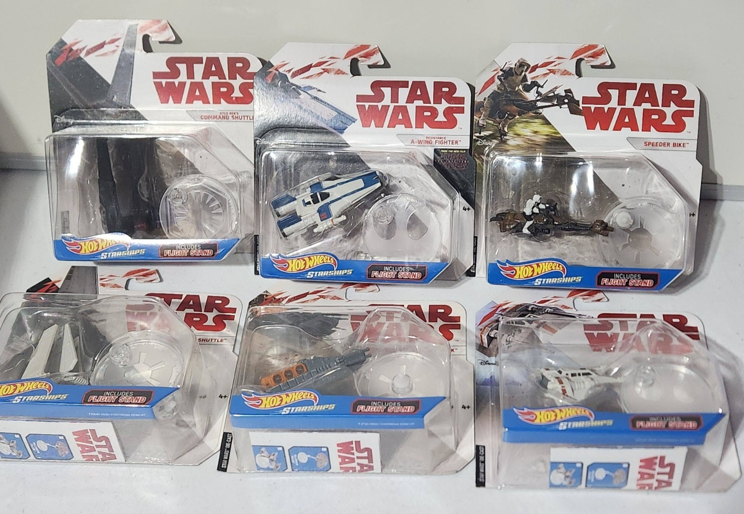 Hot Wheels Star Wars ~ Starships w/ Flight Stand ~ Set of ~ NIP
