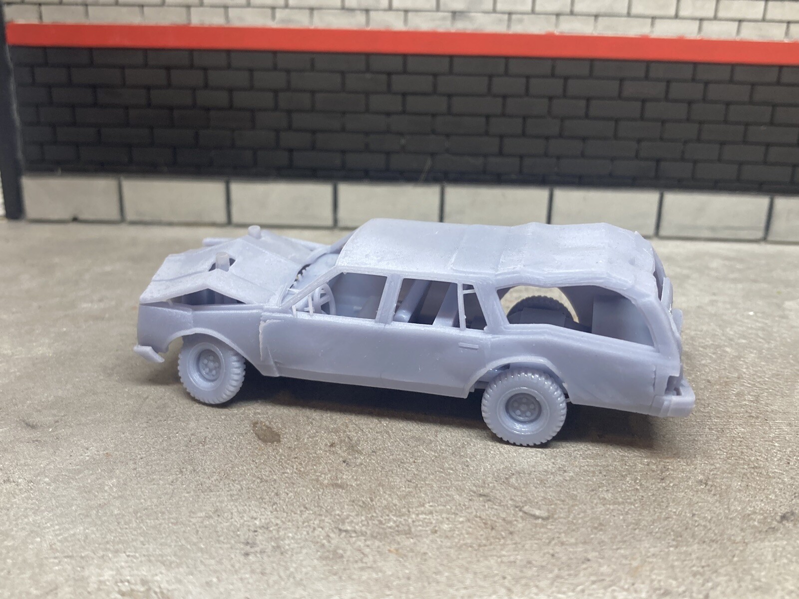 1/64 Scale 3D Printed Chevy Wagon Demolition Derby Demo Car For Diecast Diorama