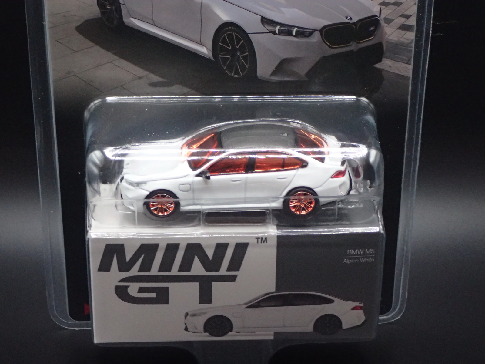 BMW M5 WHITE, ORANGE CHROME CHASE TSM MODEL MINI GT 1092 1/64 SCALE 2026