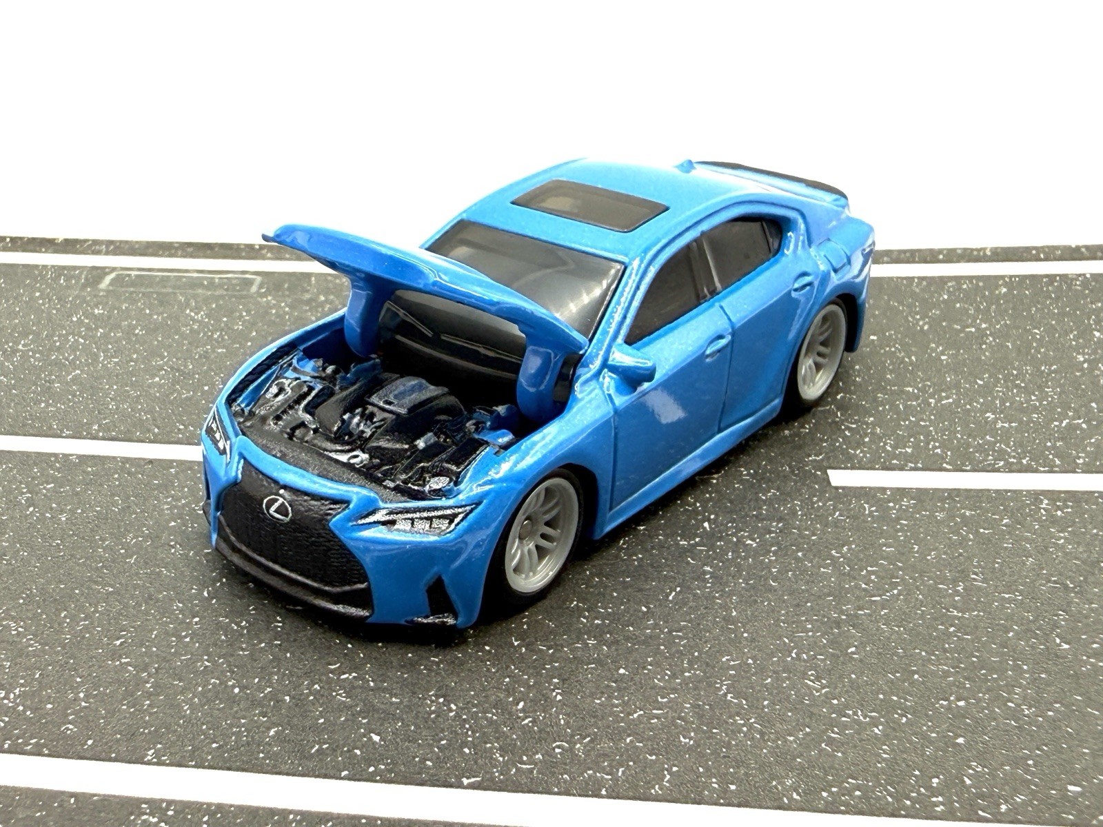 Matchbox Moving Parts 2024 Lexus IS 500 (blue) CUSTOM LOWERED WHEEL SWAP by AEB