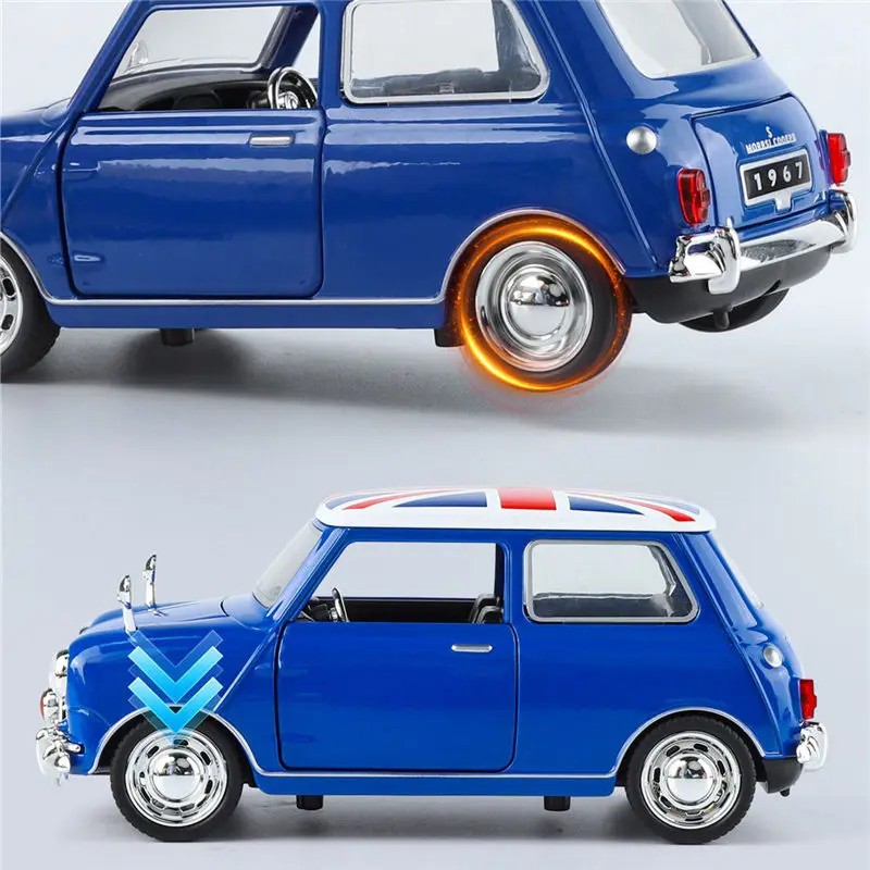 1:32 Morris Mini Cooper S Alloy Classic Sports Car Model Diecast Metal Track Rac