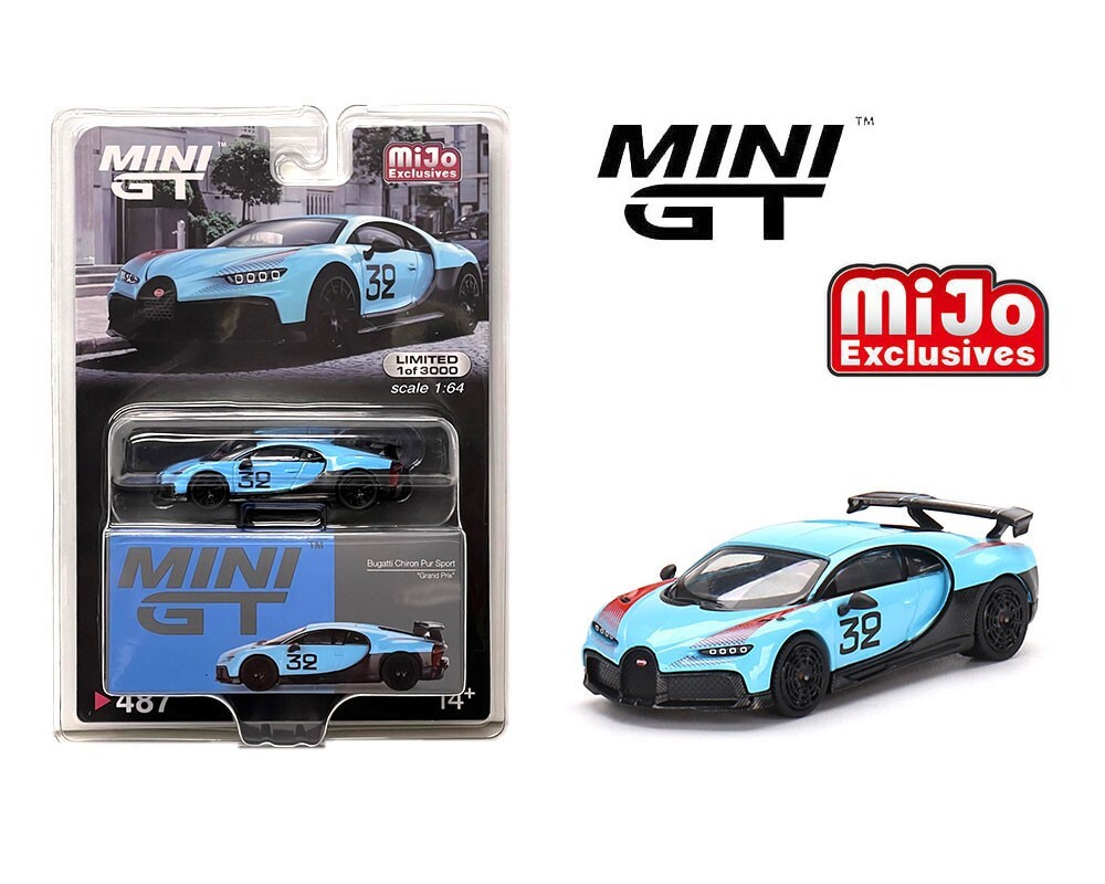 Mini GT 1:64 Bugatti Chiron Pur Sport “Grand Prix” Diecast Model Car MGT00487