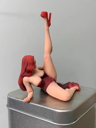 USA Miniature Figure Scene Props 1/18 Red Dress Beauty Girl Diorama Resin Sculpt