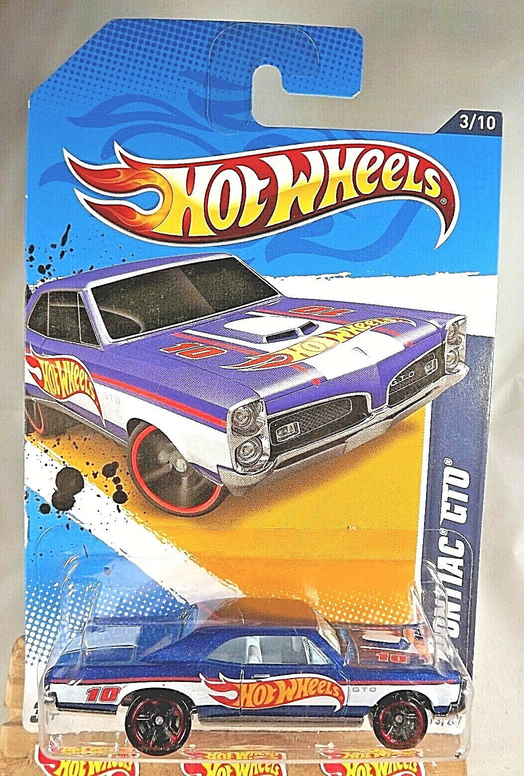 2012 Hot Wheels #173 HW Racing 3/10 ’67 PONTIAC GTO Blue w/Black MC5 Sp Red Rims
