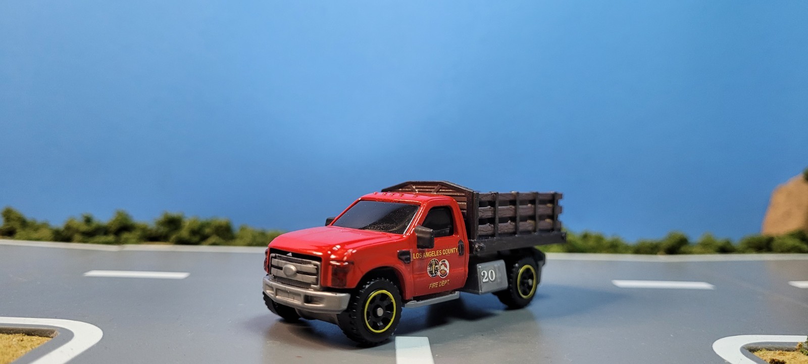 Matchbox custom kitbash fire truck Los Angeles County Fire Dept utility truck