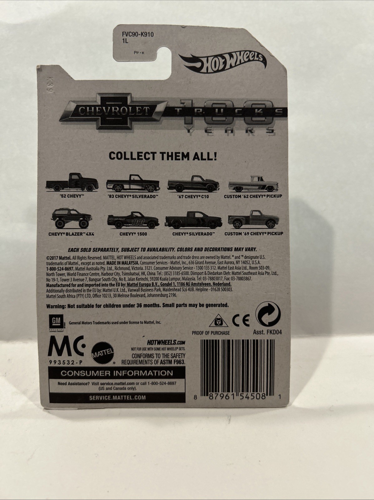Hot Wheels Chevrolet Trucks 100 Years Orange Custom ’69 Chevy Pickup 8/8 WP