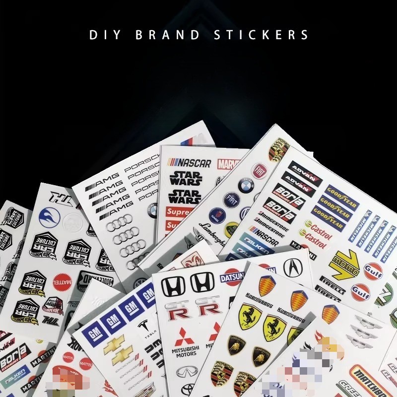 1/64 Diorama Car Model Logo Crystal Stickers UV Printing DIY Car Emblem Display