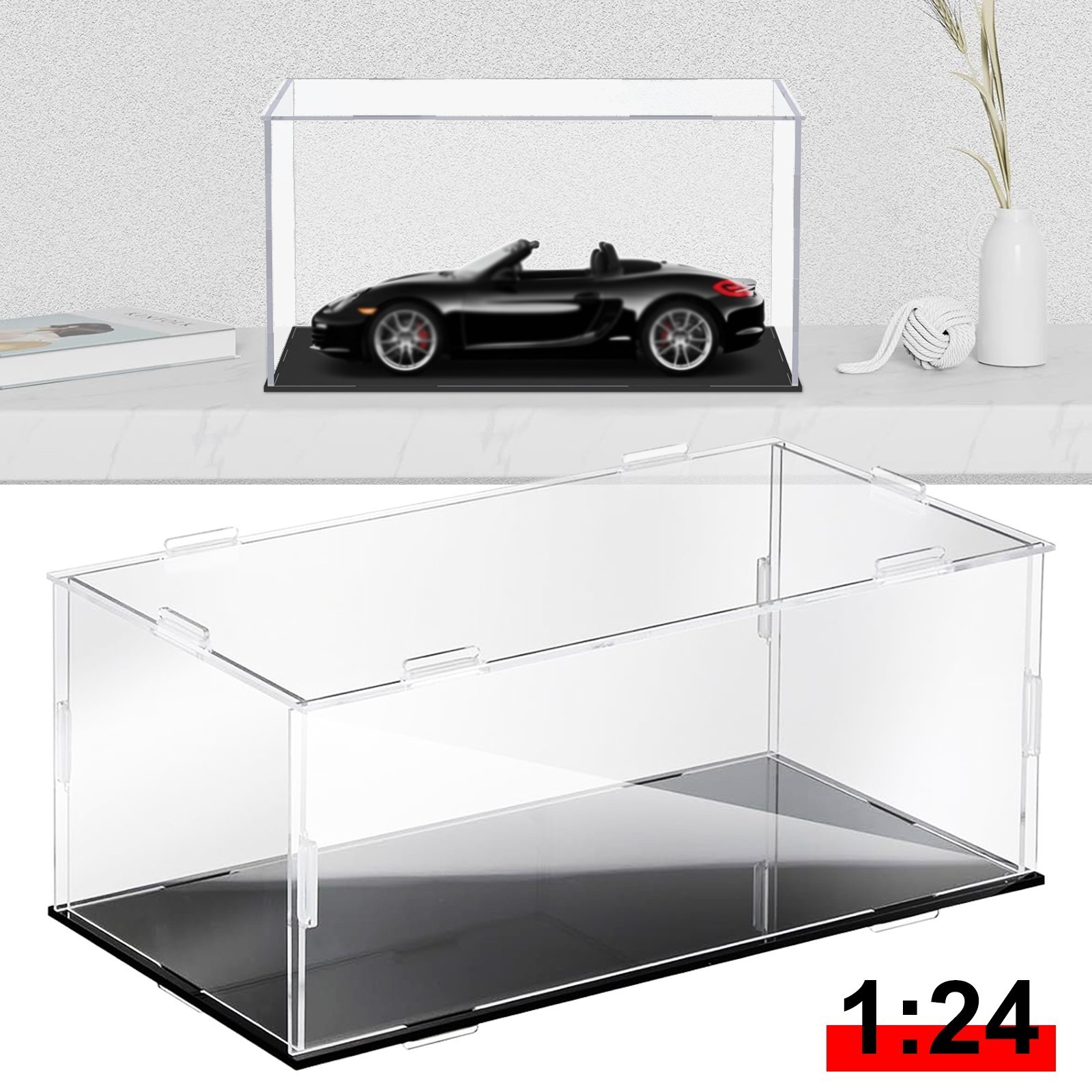 1-6x Acrylic Model Car Display Case 1:24 Display Box for Dustproof Showcase
