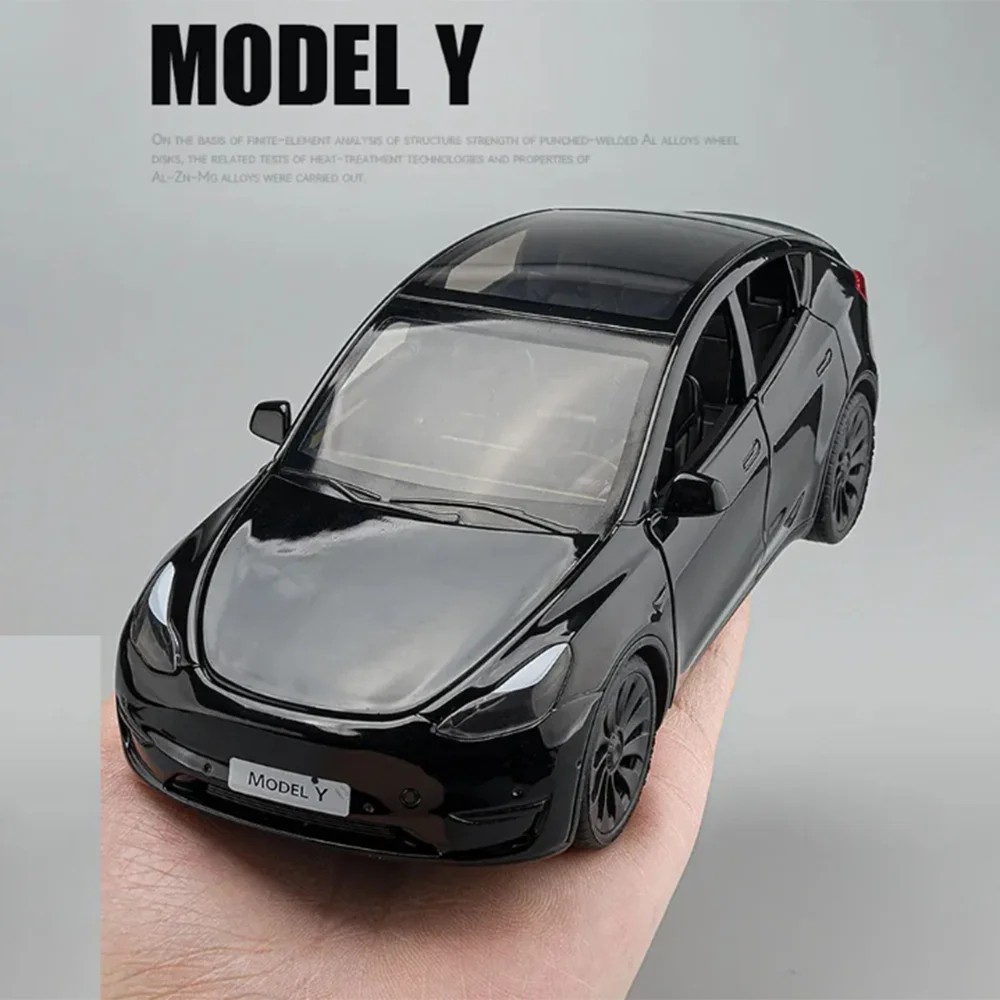 Tesla Model X Y 3 Diecast Alloy Toy 1:24 Car Sound Light Kids Collectible Gift