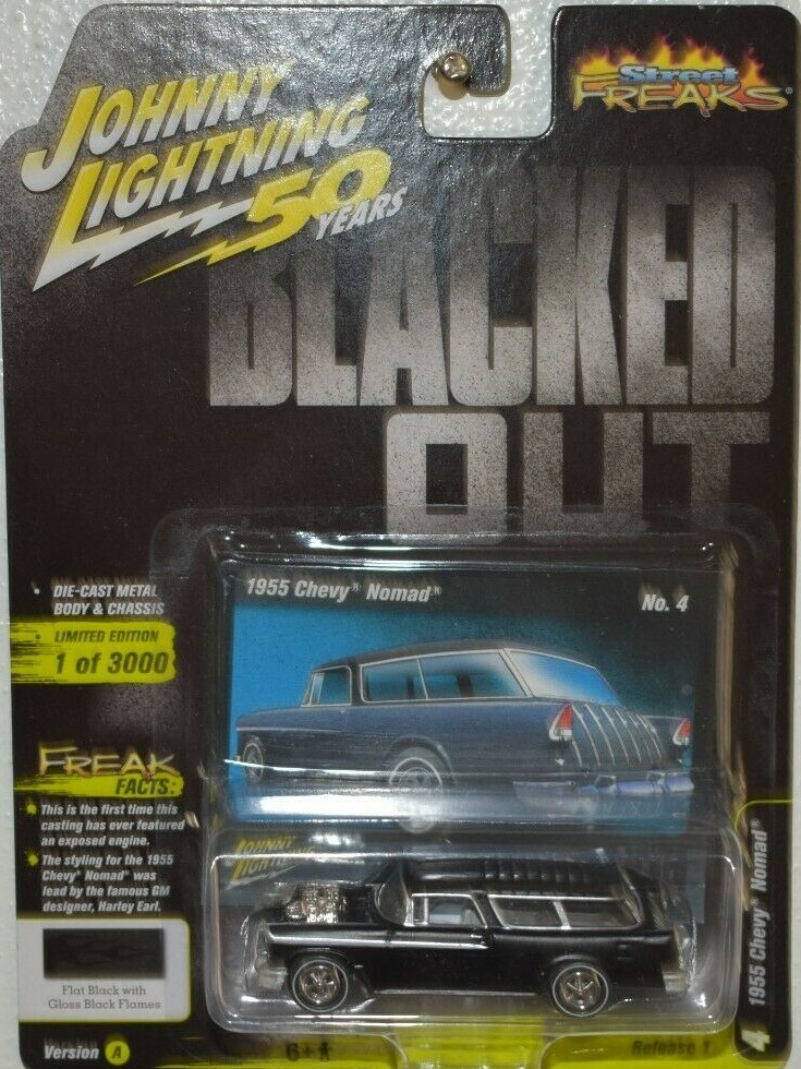JOHNNY LIGHTNING 50 YEARS 1955 CHEVY NOMAD BLACKED OUT STREET FREAKS FREE SHIP.