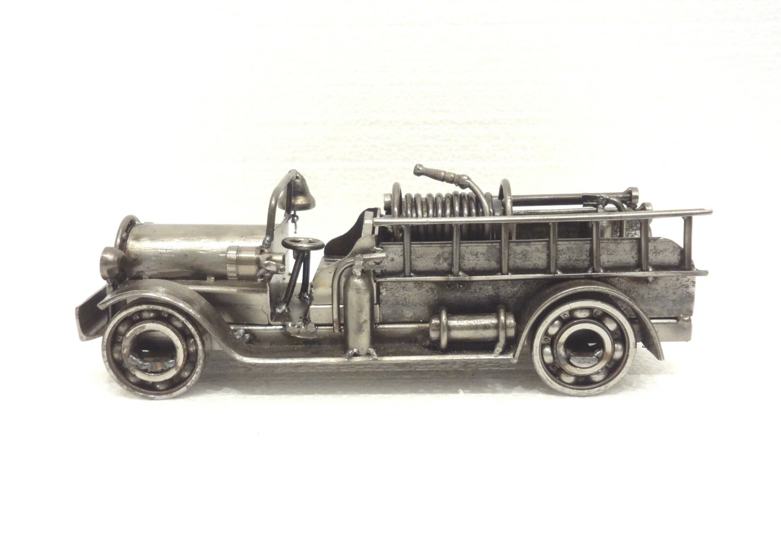 SUPERB SIGNED FIRE TRUCK MASSIVE RECYCLED METAL SCULPTURE STEAMPUNK JUNK ART SEE