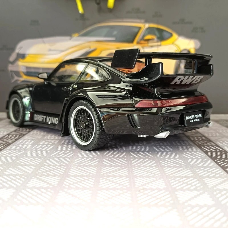 1:22 Porsche RWB 993 Targa 911 Diecast Model Car – Sound Light Pull-Back Toy
