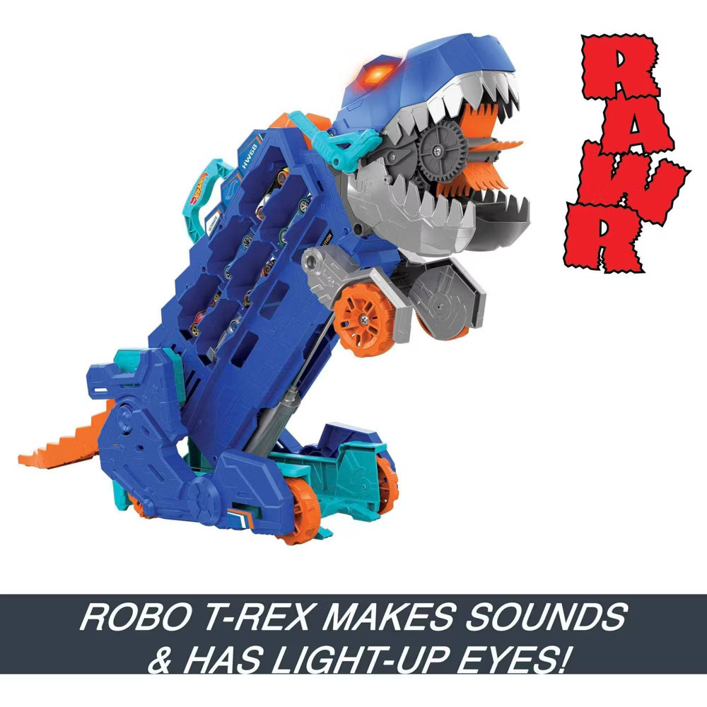 Hot Wheels City Ultimate T-Rex Transporter Hauler Transforms into a