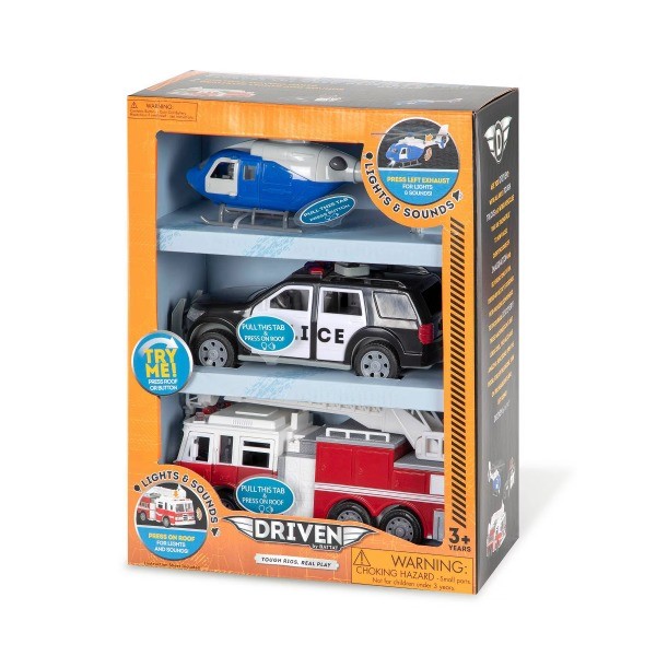 Small Toy Emergency Vehicle Set – Micro Rescue Fleet – 3 pk