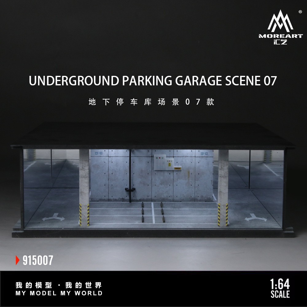 1/64 Car Garage Diorama Model LED Lighting Repair Workshop Scene Display Case US