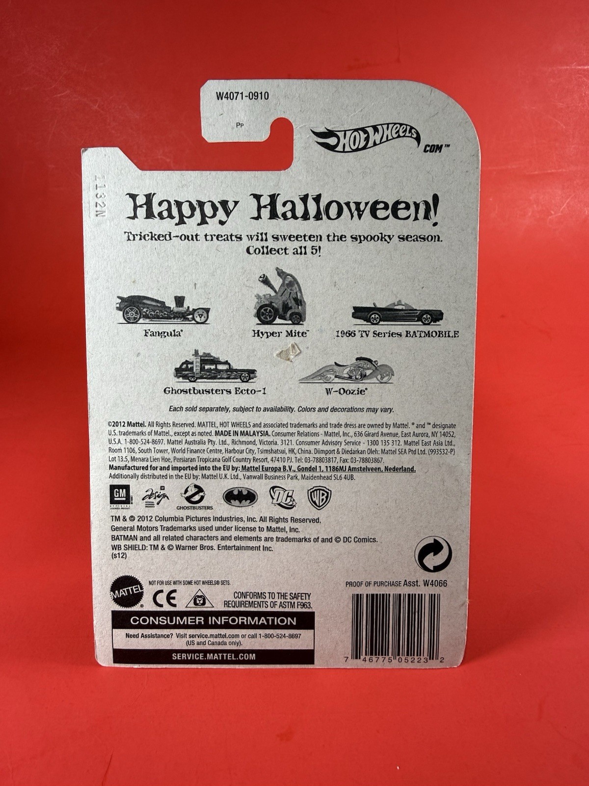 HOT WHEELS KROGER 2012 HAPPY HALLOWEEN 5 CAR SET BATMOBILE, GHOSTBUSTERS PLUS🔥