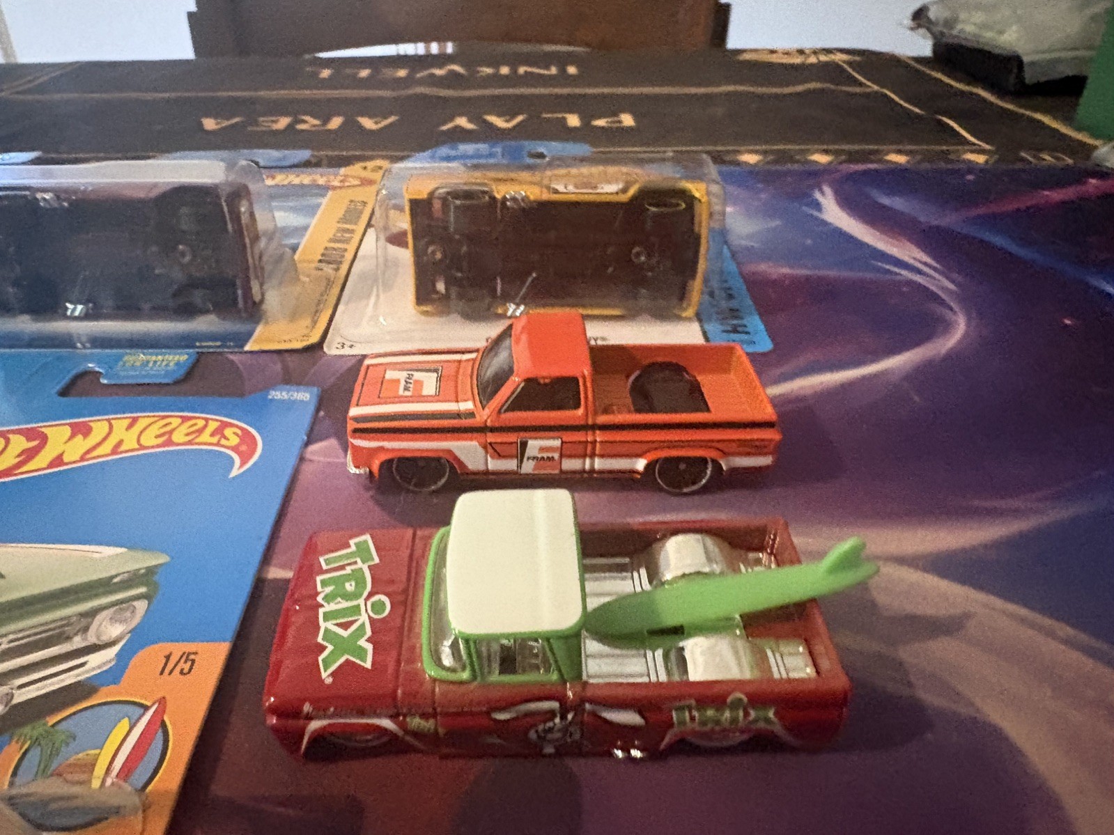 Hot Wheels Custom 62 Chevy pickup Loose and carded Lot of 7 trix/fram