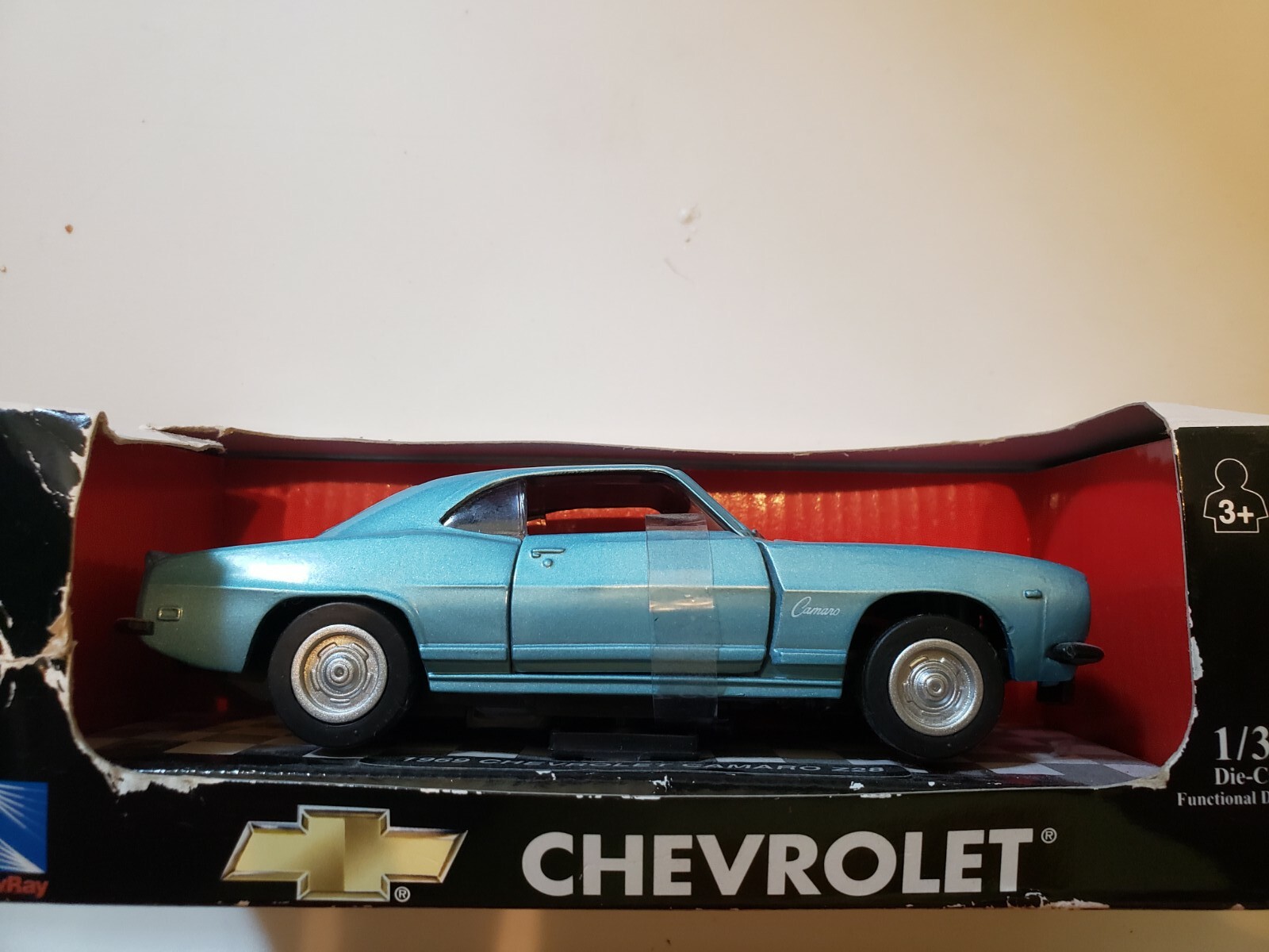 New Ray City Cruiser Chevy Camaro Z28 Light Blue White Stripes 1:32