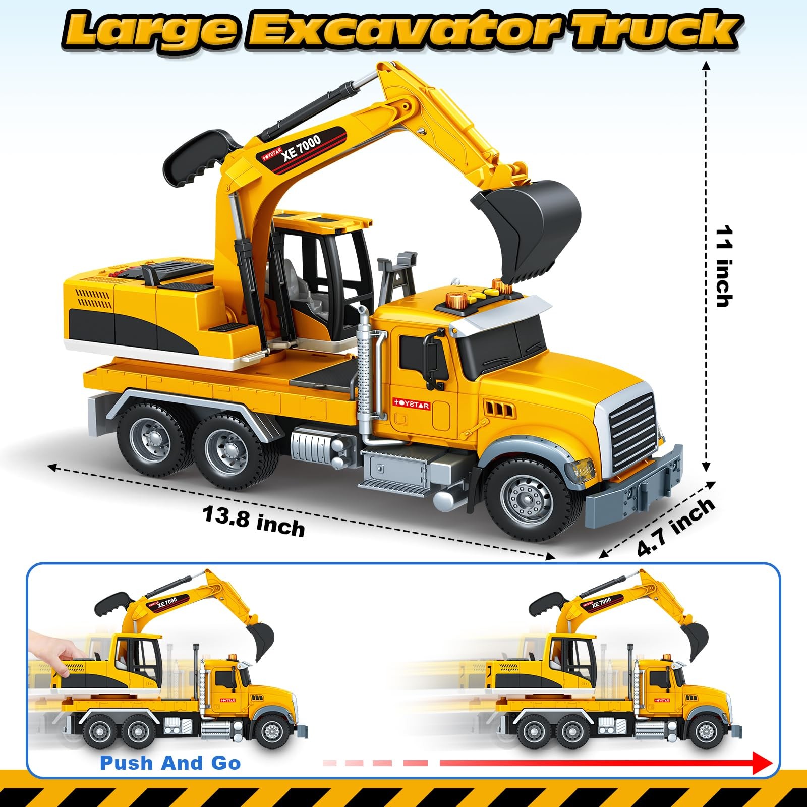 Kids Toys for 3 4 5 6 7 8 Years Old Boys, Large Excavator Truck Toy with Lights,