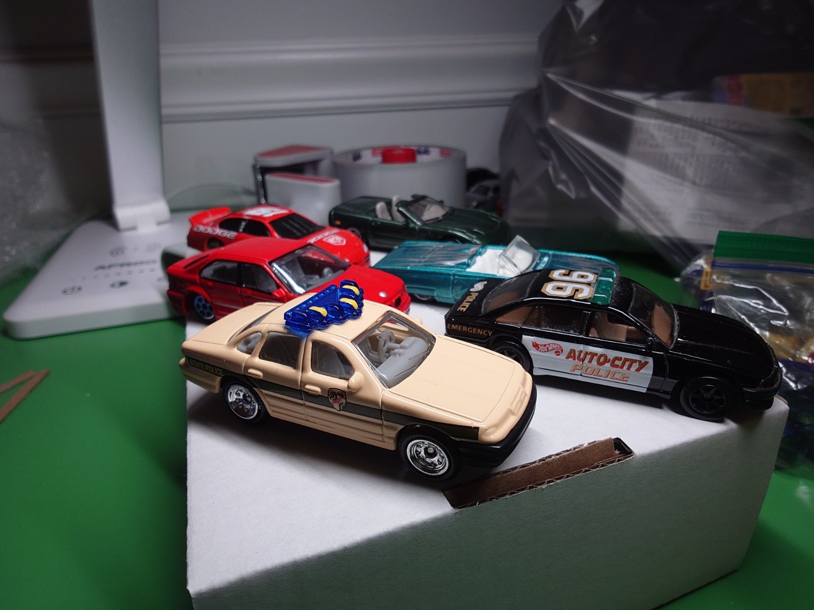 Lot Of 6 Nice Hot Wheels And Other Brand Diecast Cars, Thunderbird, Police, Bmw