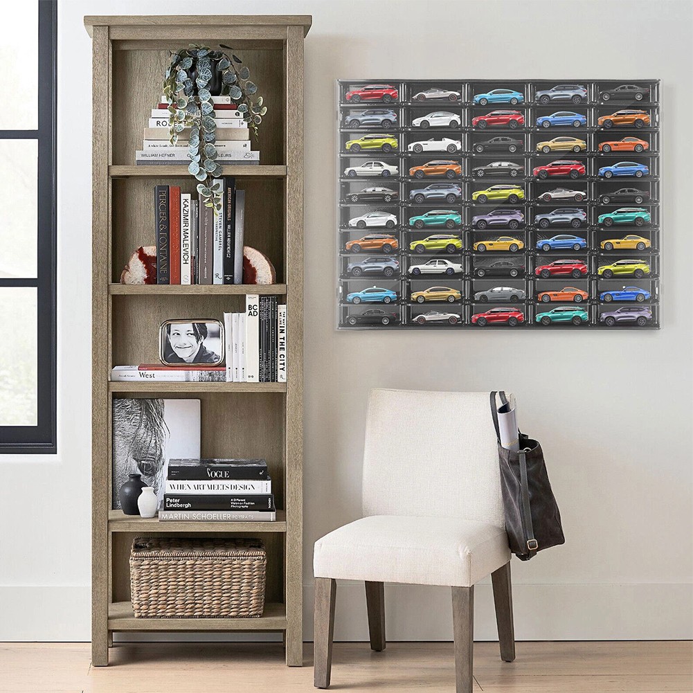 Wall Mounted Display Case Storage Cabinet Shelf For 1/64 Scale Diecast Model Car