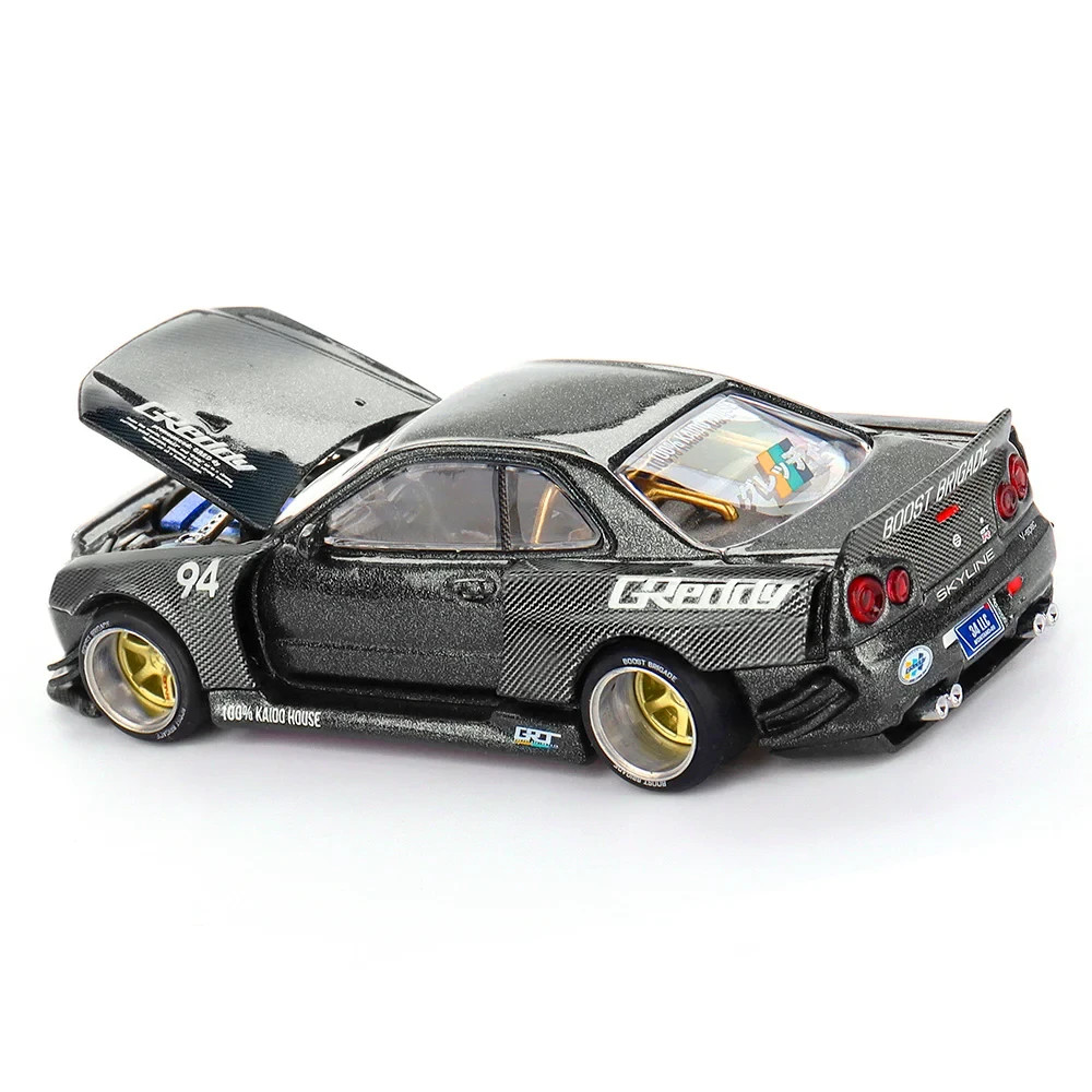 Kaido House x Mini GT 1:64 Nissan GT-R R34 Kaido Works GReddy V2 Black #222